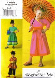 7894 EZ ORIENTAL FLAVOR INSET DRESS LENGTHS,PANTS PATTERN 5-6X